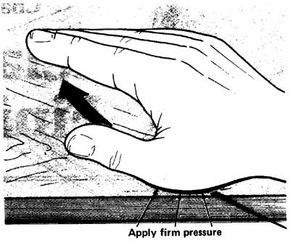 Apply oil liberally until the wood stops absorbing it; working along the grain, rub it firmly into the wood with the heels of your hands. Then wipe off all excess oil.