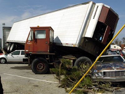 jackknifed tractor-trailer