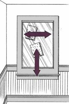 An illustration of two sponges on a window showing both horizontal and vertical strokes.