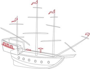 How to draw a Pirate Ship Real Easy 