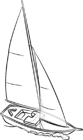 yacht in water drawing