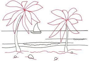 easy beach landscape drawing