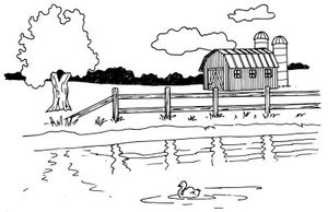 How to Draw a Barn and Pond in 5 Steps