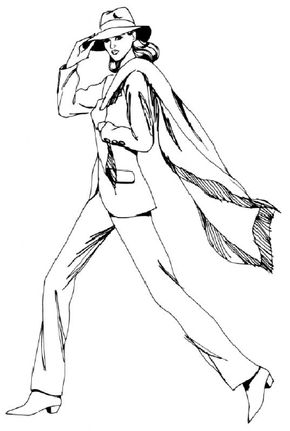 Learn how to draw a walking woman in a pantsuit with clear step-by-step instructions.
