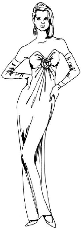 Drawing of a outlet woman in a dress