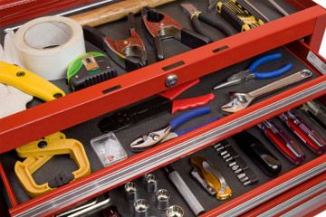 Tools in a toolbox.