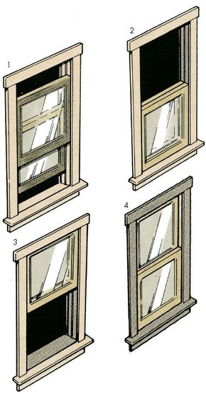 ©2006 Publications International, Ltd Paint double-hung windows in the sequence shown, moving the topand bottom sashes for access to all surfaces.