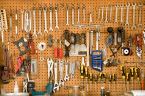 well-organized tool pegboard