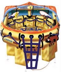 This deluxe model Ocean Rescue raft from the Winslow Life Raft Company comes with everything you need to survive your sea ordeal.