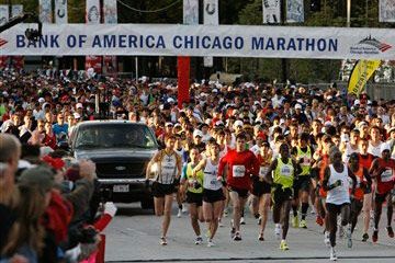 Athletes competing in outdoor sports race.