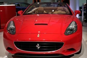 A Ferrari California on display at the Los Angeles Auto Show.