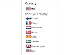 screen capture of Spotify's country list