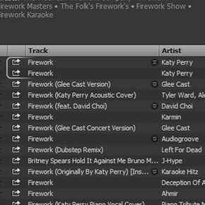 To locate different versions of the same song (like Katy Perry's &quot;Firework&quot; shown here), all you have to do is click the arrow.