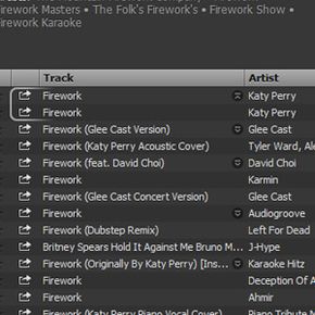 screen capture of multiple versions of the song "Firework"