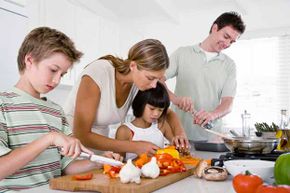 Even the youngest children can squash tomatoes for this pasta sauce.