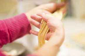 pasta, hands