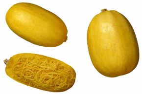 Kids will love pullin the strands out of this squash so they look like spaghetti.