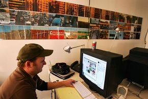 Web designer Doug McLaughlin works on the American Apparel garment factory Web site in Los Angeles. The IAHC attempted to reclassify such Web sites in the 1990s.