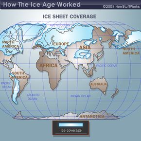 Ice sheet coverage during the last ice age.