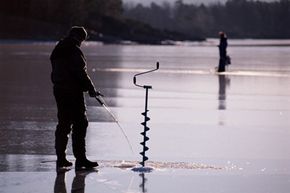 Ice fishing in Norway.