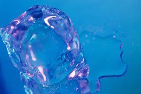 ice cubes on blue background