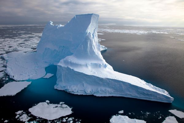 Nature's icy blue snow-covered water.