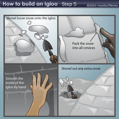 Step 5 of building an igloo