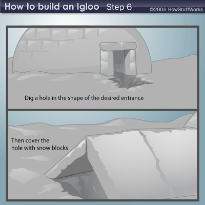 Step 6 of building an igloo