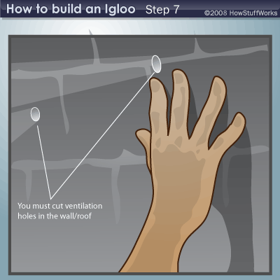 Step 7 of building an igloo