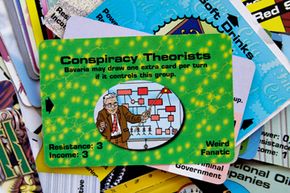 close-up of Illuminati card game card (conspiracy theorists)