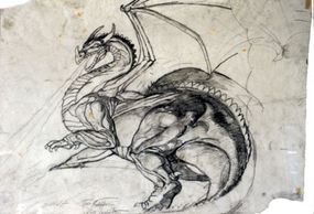 An early sketch of the dragon Smaug