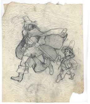 An early sketch of Aragorn and Frodo