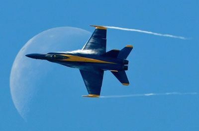 Blue Angels and moon