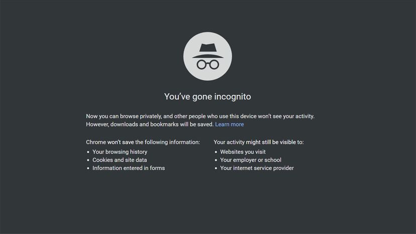 Chrome incognito page