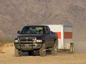 Pickup truck towing a load