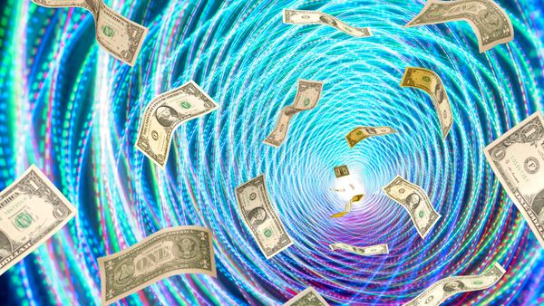 money in a vortex, illustration