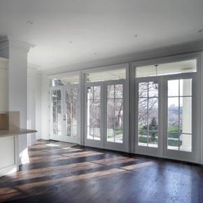 Three sets of French doors in newly remodeled home.