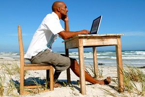 Man working on the beach