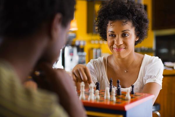 Couple playing chess