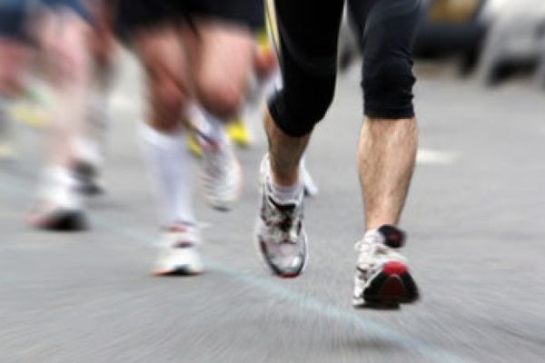 Athletic men exercising in sporty motion.