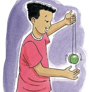 Slip the string into the groove of the spinning yo-yo.