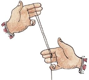 Reach down and grab the string with your yo-yo hand.