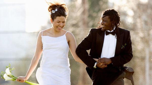 interracial couple getting married