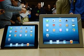 The iPad Mini and fourth generation iPad were displayed side-by-side at Apple's October 2012 press event where both devices were announced. 