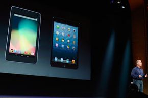 During the iPad Mini unveiling presentation, Phil Schiller compared the new tablet to the Android tablet.  