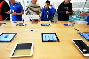 Numerous iPad Minis on display in a Los Angeles Apple store in November 2012 