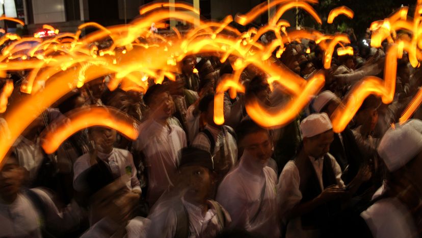 People Celebrating Islamic New Year's Eve in Jakarta