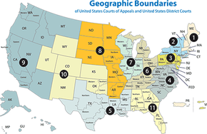 12个上诉法院和94个地区法院为美国及其领土服务。＂border=