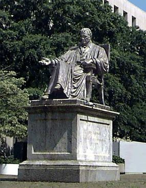 This statue of former Chief Justice John Marshall, possibly the most influential justice in the Supreme Court's history, is located in John Marshall Park, next to the United States Courthouse.