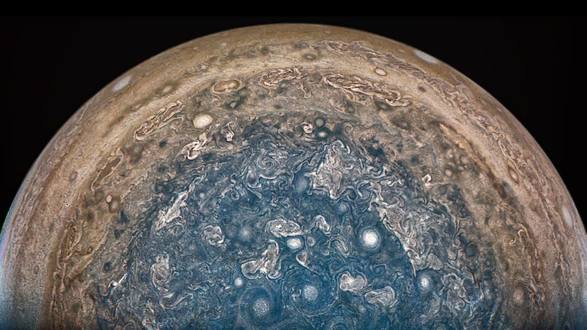 The Juno spacecraft has spent time at Jupiter's south pole, sending images back from "beneath" the planet. NASA/JPL-Caltech/SwRI/MSSS/Betsy Asher Hall/Gervasio Robles